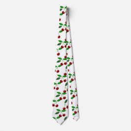 Customizable Classic Cherry Fruit and Leaf Tie ネクタイ