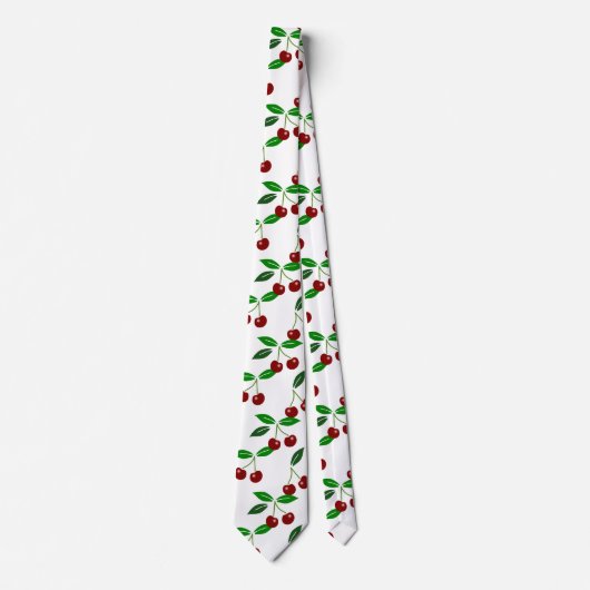 Customizable Classic Cherry Fruit and Leaf Tie ネクタイ (正面)