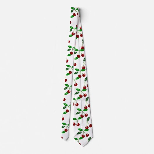 Customizable Classic Cherry Fruit and Leaf Tie ネクタイ (裏面)