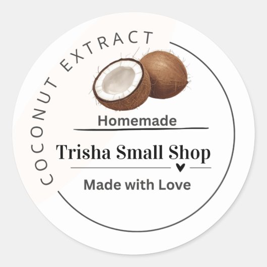 Customizable Coconut Extract Label – Personalized ラウンドシール (正面)