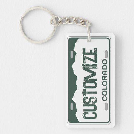 Customizable Colorado license plate green keychain キーホルダー (正面)