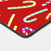 Customizable Colorful Candy Canes on Red デスクマット (コーナー)