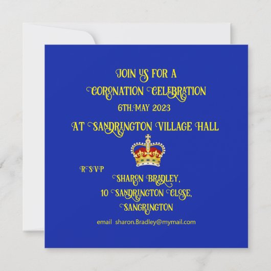 Customizable Coronation Celebration Invitation 招待状 (裏面)