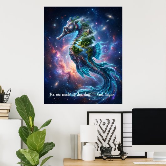 Customizable Cosmic Seahorse ポスター (ホームオフィス)