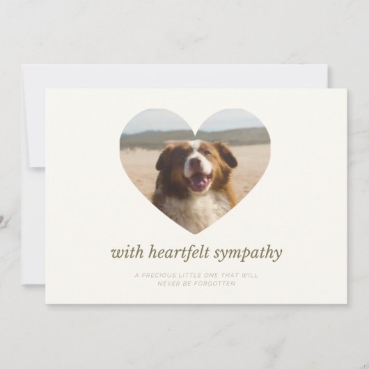 Customizable Cream Dog Pet Sympathy Card Heart  シーズンカード (正面)