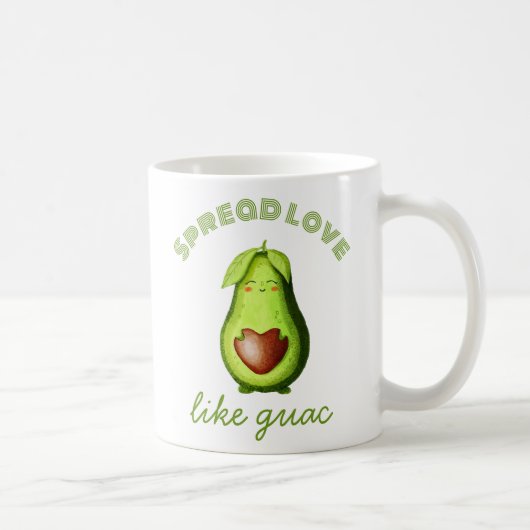 Customizable Cute Avocado Hand-drawn Original Art コーヒーマグカップ (右)