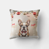 Customizable Cute Bulldog Puppy Christmas クッション (裏面)