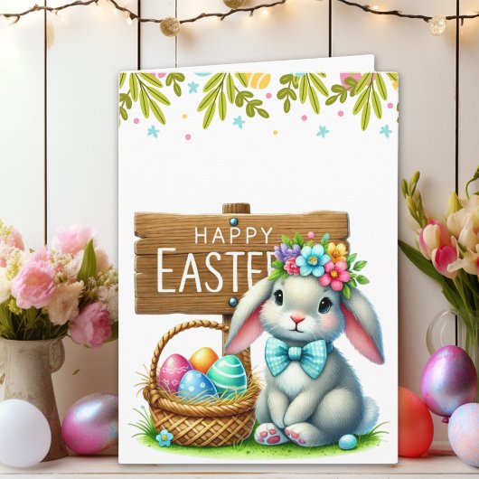 Customizable Cute Rabbit Easter Card カード