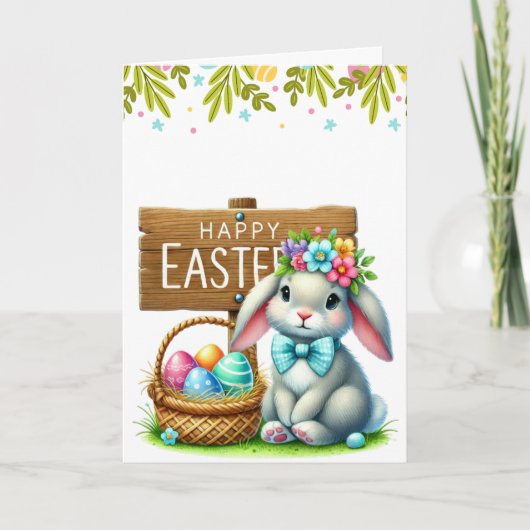 Customizable Cute Rabbit Easter Card カード (正面)