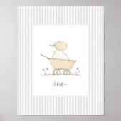 Customizable Cute Sheep Nursery Poster - Stripes ポスター (正面)