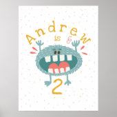 Customizable Cute Teal Monster ポスター (正面)