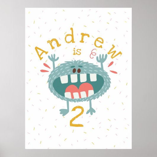 Customizable Cute Teal Monster ポスター (正面)