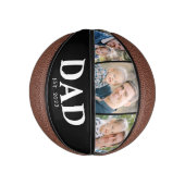 Customizable Dad Established 3 Photo Fathers Day ミニバスケットボール (縦)