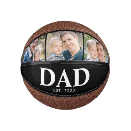 Customizable Dad Established 3 Photo Fathers Day ミニバスケットボール