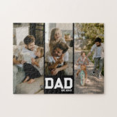 Customizable Dad Established 3 Photo Year Gift ジグソーパズル (横)