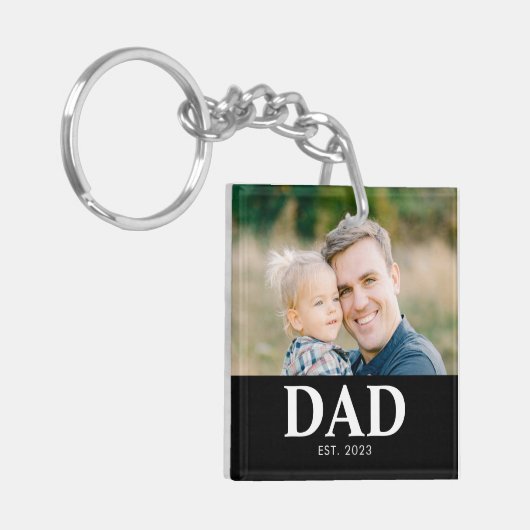 Customizable Dad Established Photo Fathers Day キーホルダー (正面左)