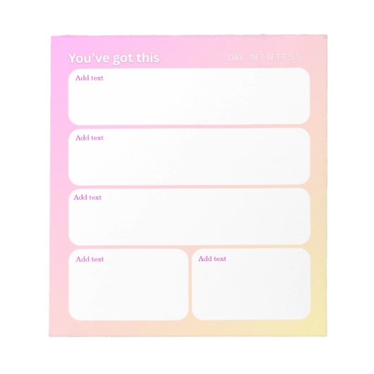 Customizable Daily Planning Notepad ノートパッド (正面)