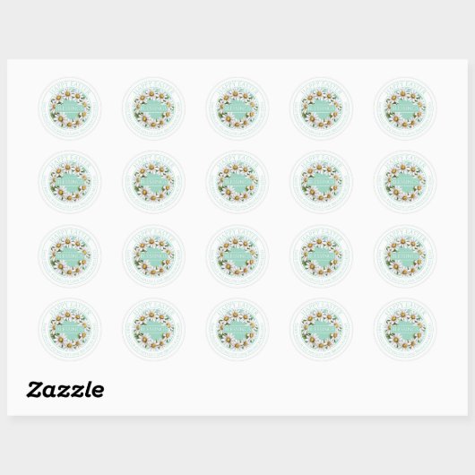 Customizable Daisy Wreath Easter Sticker ラウンドシール (シート)