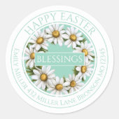 Customizable Daisy Wreath Easter Sticker ラウンドシール (正面)