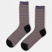 Customizable Dark Plum Purple Grey Stripes ソックス (左)