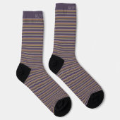 Customizable Dark Plum Purple Grey Stripes ソックス (右)