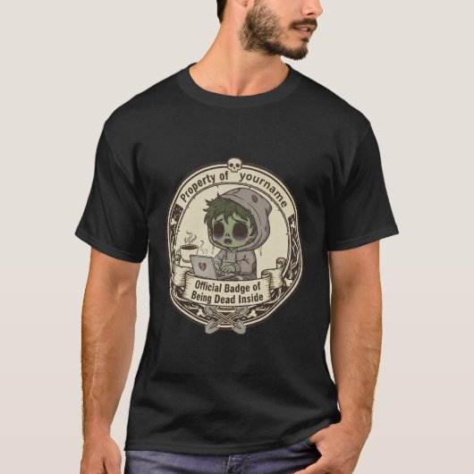 Customizable Dead Inside Badge T-Shirt Tシャツ (正面)
