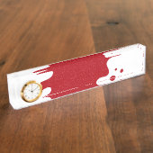 Customizable Desk Clock Nameplate – Red Noise デスクネームプレート (側面)