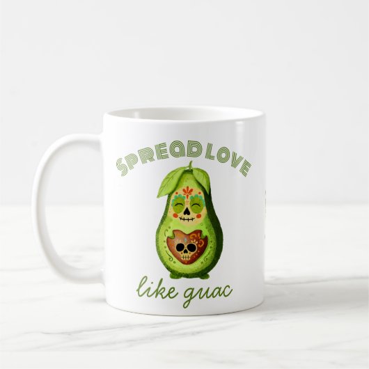 Customizable Dia de los Muertos Avocado Character コーヒーマグカップ (左)