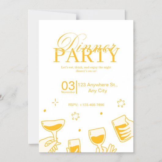 Customizable Dinner Party Invitation Card マグネット招待状 (正面)