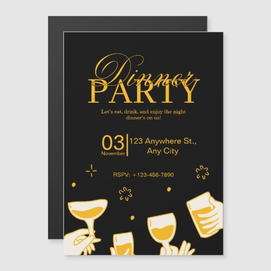 Customizable Dinner Party Invitation Card マグネット招待状 (正面/裏面)