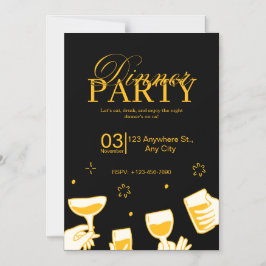 Customizable Dinner Party Invitation Card マグネット招待状