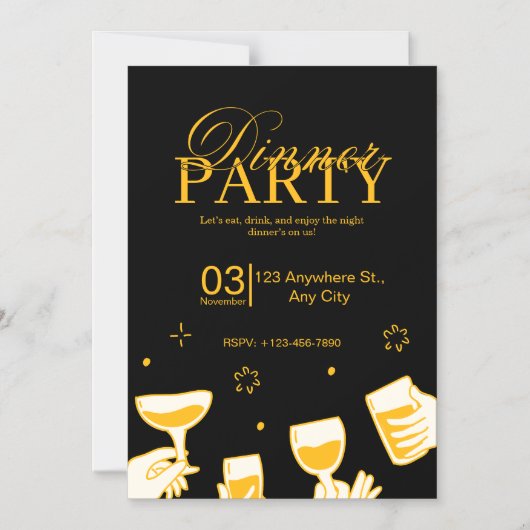 Customizable Dinner Party Invitation Card マグネット招待状 (正面)