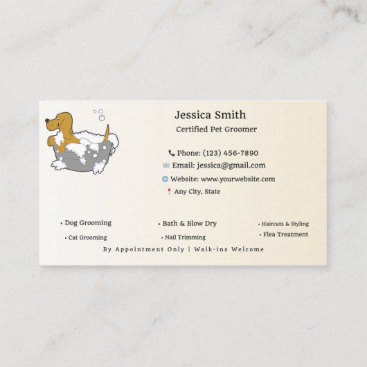 Customizable Dog & Cat Groomer Contact Card | Edit 名刺 (裏面)