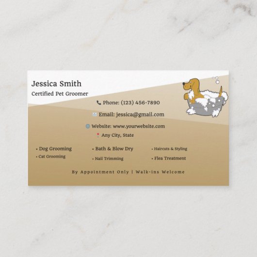 Customizable Dog & Cat Groomer Contact Card | Edit 名刺 (裏面)