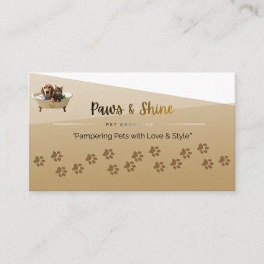 Customizable Dog & Cat Groomer Contact Card | Edit 名刺 (正面)
