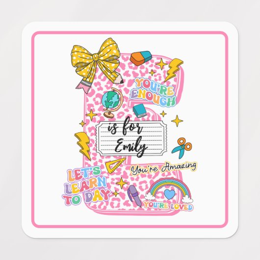Customizable “E is for” Alphabet Art – Inspiration ラベル (デザイン1)