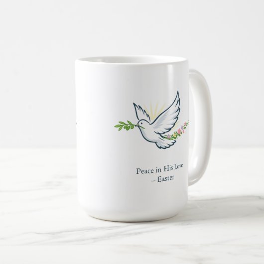 Customizable Easter Dove Mug with Olive Branch コーヒーマグカップ (正面右)