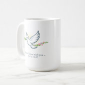 Customizable Easter Dove Mug with Olive Branch コーヒーマグカップ (正面左)