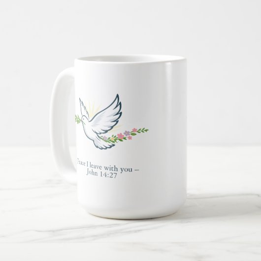 Customizable Easter Dove Mug with Olive Branch コーヒーマグカップ (正面左)