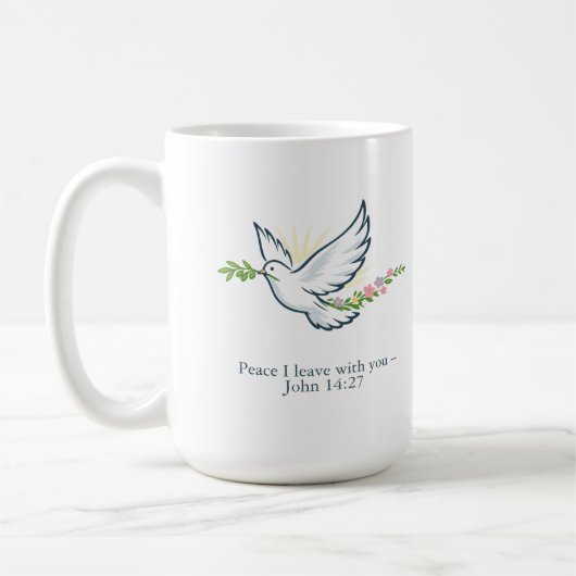 Customizable Easter Dove Mug with Olive Branch コーヒーマグカップ (左)