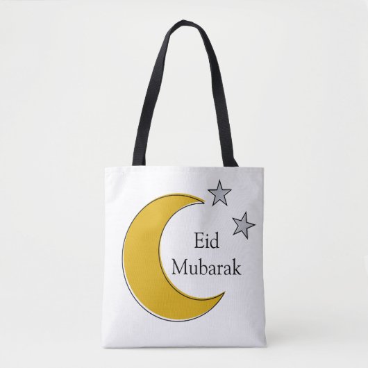 Customizable Eid Tote Bag with Crescent & Stars トートバッグ (正面)