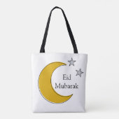 Customizable Eid Tote Bag with Crescent & Stars トートバッグ (裏面)