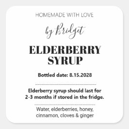 Customizable Elderberry Syrup Label ZEB_01 スクエアシール
