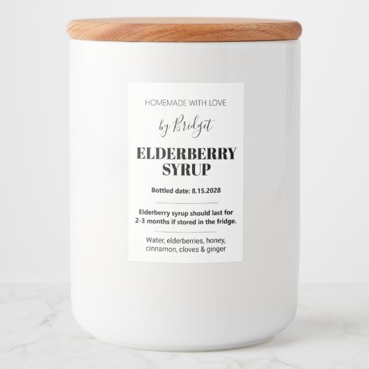Customizable Elderberry Syrup Label ZEB_01 フードラベル (正面)