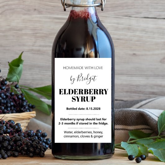 Customizable Elderberry Syrup Label ZEB_01trA ワインラベル