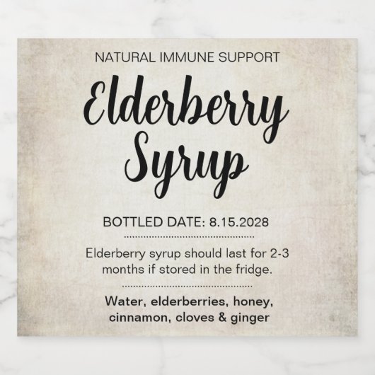 Customizable Elderberry Syrup Label ZEB_02 ビールラベル (シングルラベル)