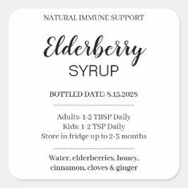 Customizable Elderberry Syrup Label ZEB_03b スクエアシール