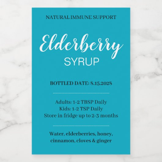 Customizable Elderberry Syrup Label ZEB_03c ワインラベル (シングルラベル)