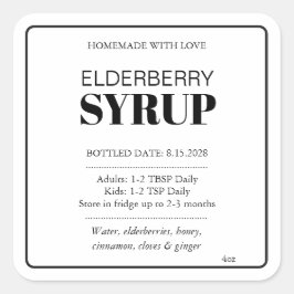 Customizable Elderberry Syrup Label ZEB_04b スクエアシール