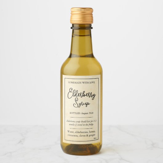 Customizable Elderberry Syrup Label ZEB_05a ワインラベル (正面)